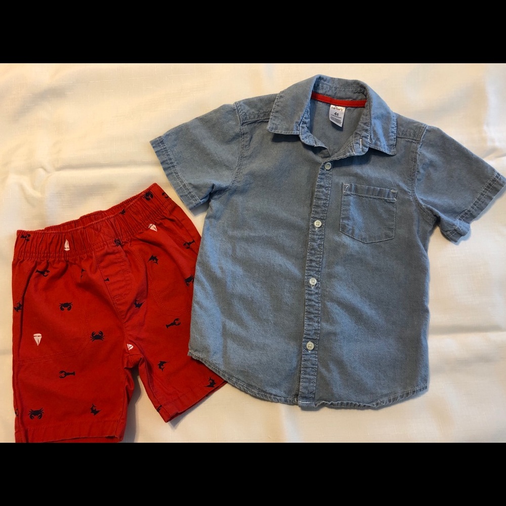 Carters 2-piece shirt and short set in chambray
